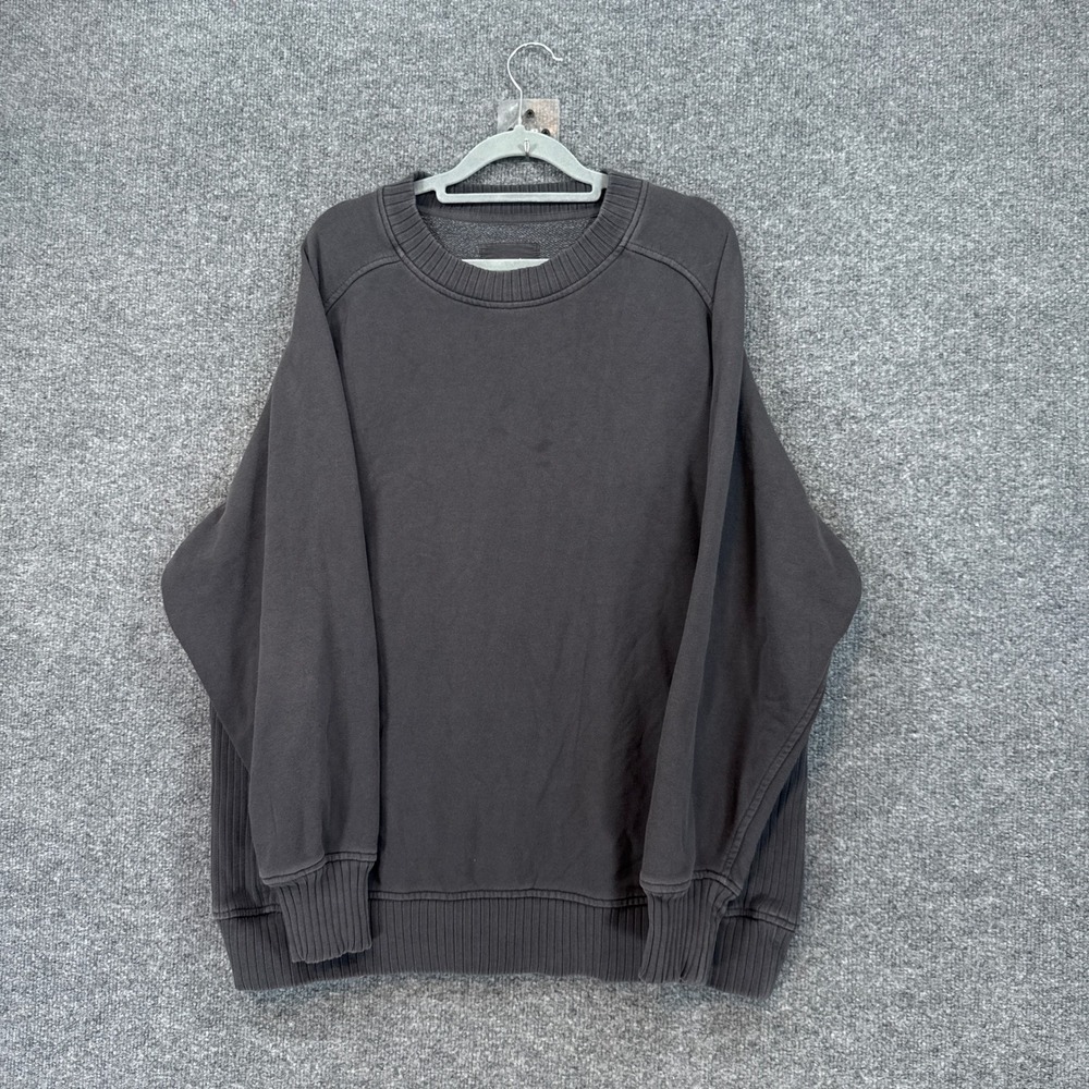 Aerie Sweatshirt Womens Small Gray Oversized Fleece Ribbed Side Panel Pullover